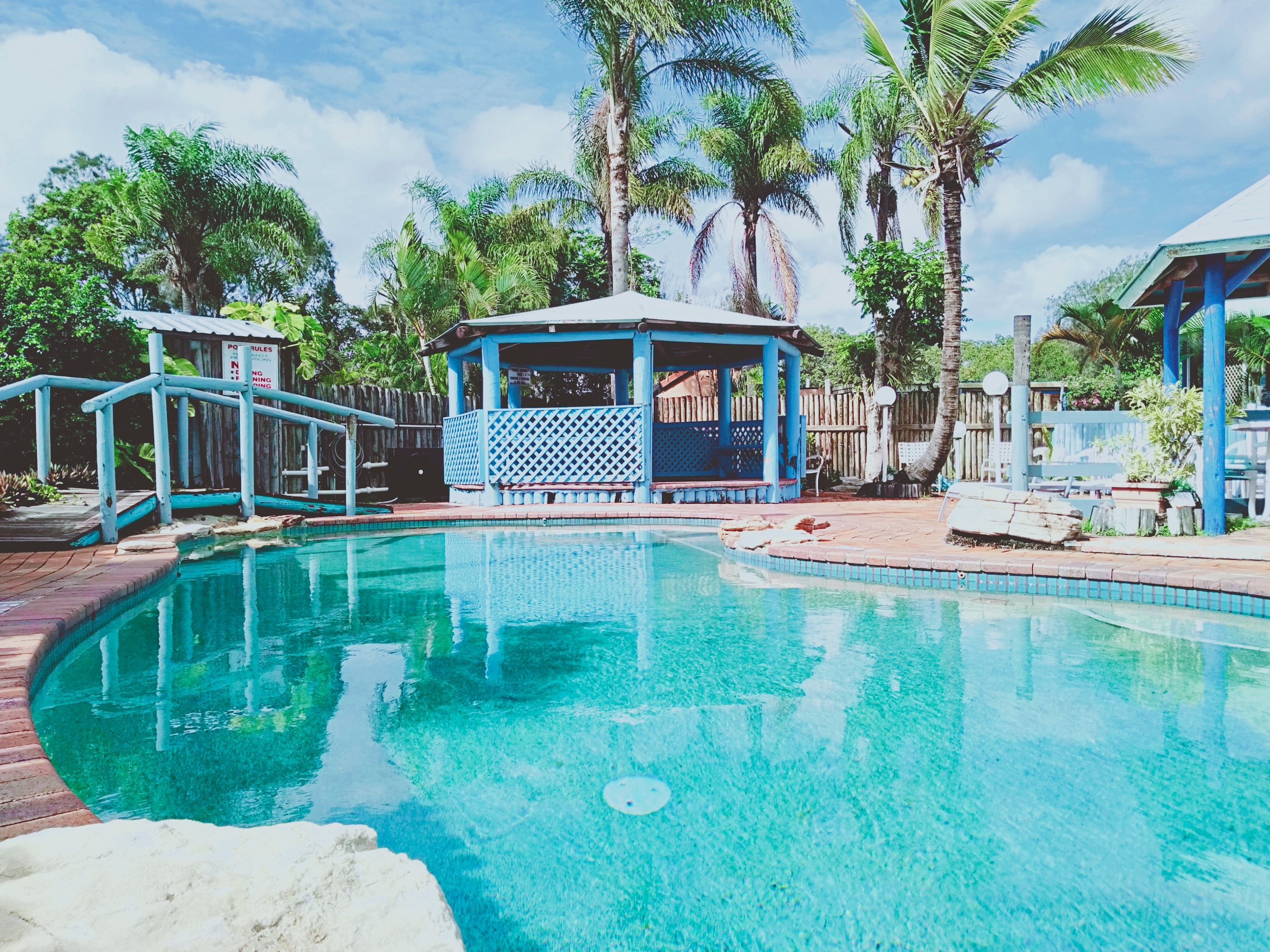 Tropical Pool with Gazebo & Bridge